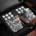 Подарочный набор камни для виски темная Original + 2шт Бокал Bohemia Glacier 350 мл + Коробка деревянная + мешочек + щипцы
