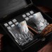Подарочный набор камни для виски темная Original + 2шт Бокал Bohemia Crack 310 мл + Коробка деревянная + мешочек + щипцы 