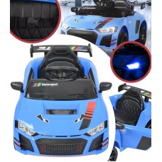 Детский спортивный электромобиль кабриолет со спойлером Cabrio 6V 5A пульт, LED-фары, музыка, педаль газа, uwest, Синий