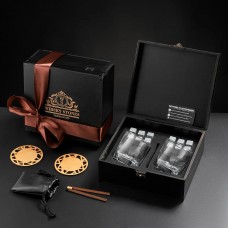 Камни для виски темна Original + 2шт  бокал Sterling + Коробка деревянная + мешочек + щипцы + подставка