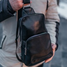Мужская Стильная слинг-сумка, uwest из натуральной кожи, Черная