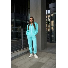 Женский комбинезон с ушами uwest, спортивный теплый костюм на флисе, бирюзовый, Размер L Женский комбинезон с ушами uwest, спортивный теплый костюм на флисе, бирюзовый, Размер L