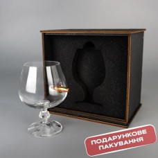 Коньячный бокал с настоящею кулею, пулею 7.62 мм + деревянная коробка, uwest