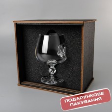 Коньячный бокал с гербом Украины + деревянная коробка, uwest