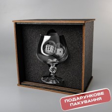 Коньячный бокал с кубиком + деревянная коробка, uwest