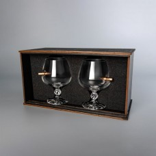 Пара коньячных бокалов с настоящим кулею, пулею 7.62 мм + деревянная коробка, uwest