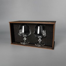 Пара коньячных бокалов с гербом Украины + деревянная коробка, uwest