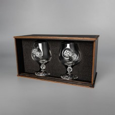 Пара коньячных бокалов с кубиком + деревянная коробка, uwest