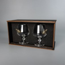 Пара коньячных бокалов с лимонкой + деревянная коробка, uwest
