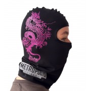 Балаклава Летняя Dragon snake uwest, черного цвета с розовым принтом, универсальная